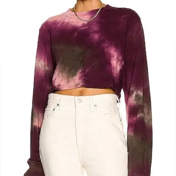 Cotton Citizen Tops - Cotton Citizen Tokyo Crop Long Sleeve Tee  Pink Plum Hazel Size M Tie-dye